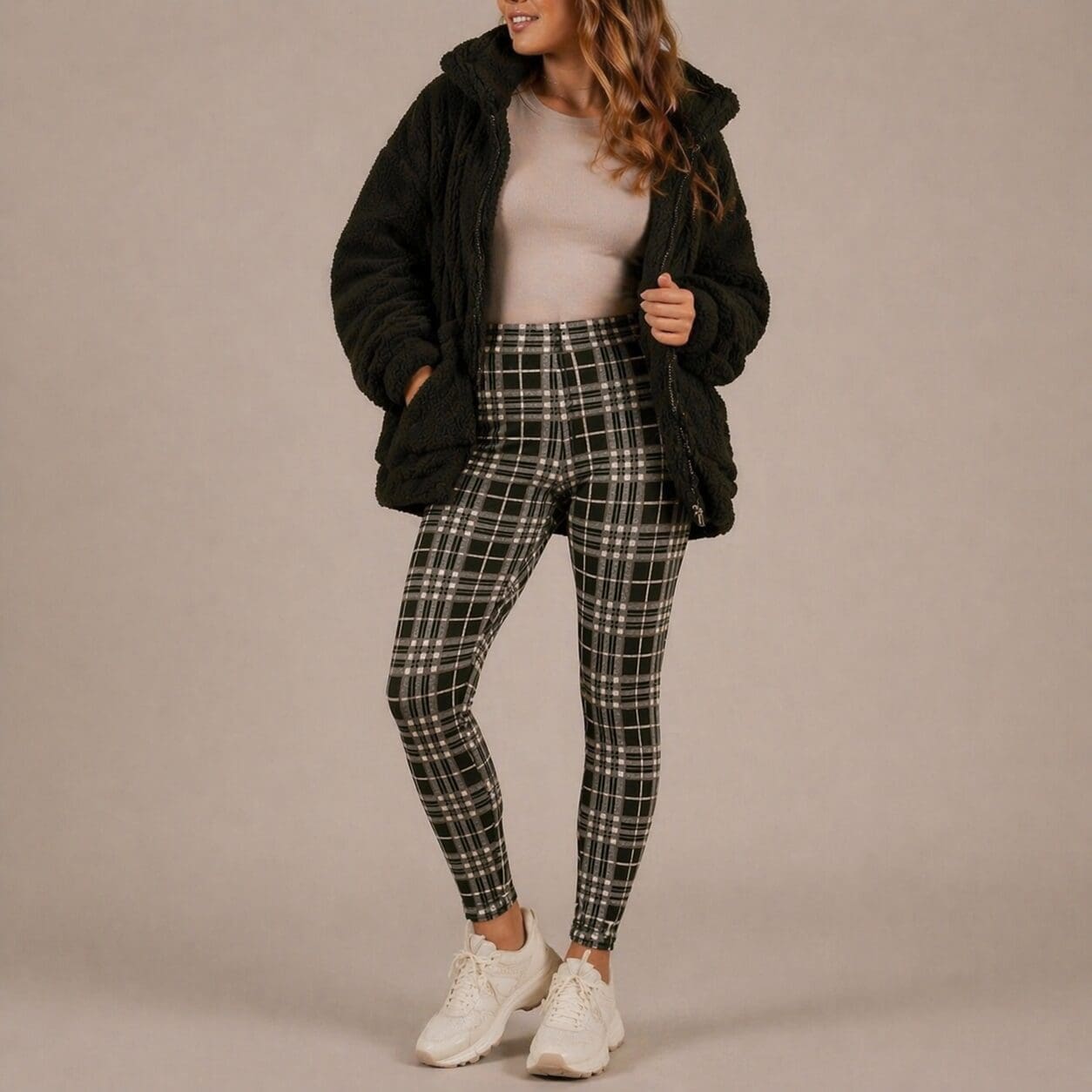 High Waist Ladies Leggings and Black teddy jacket made in South Africa