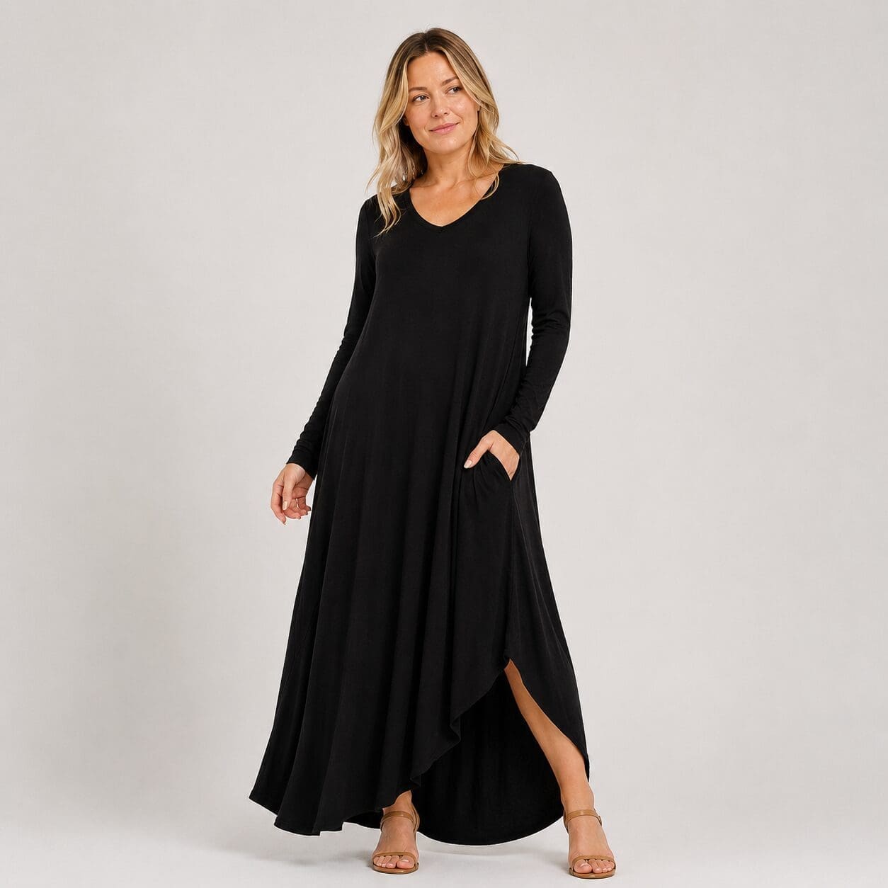 Maxi Dress With Pocket Detail long sleeve Maxi Dress With Pocket Detail long sleeve