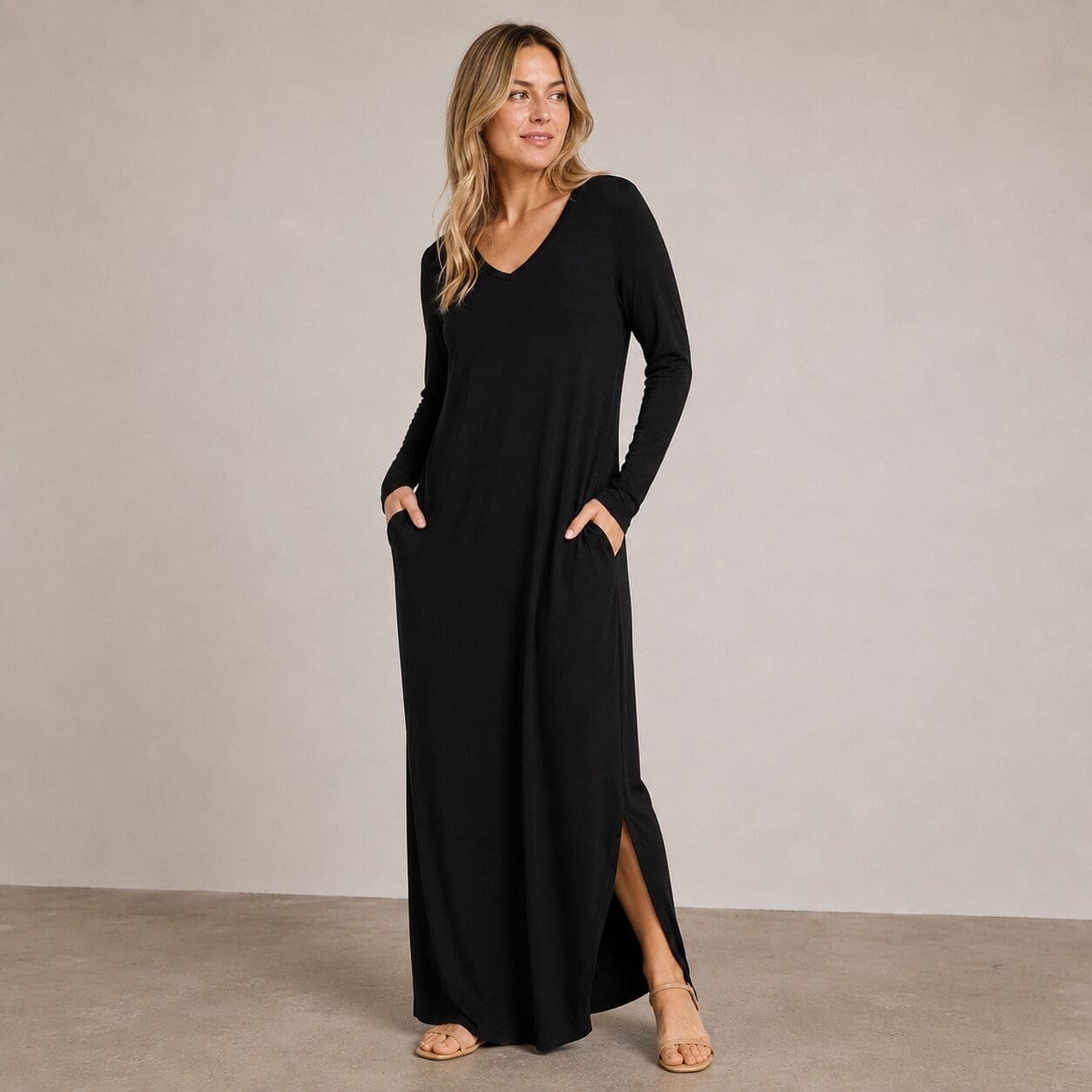 Maxi Dress With Pocket Detail long sleeve Maxi Dress With Pocket Detail long sleeve