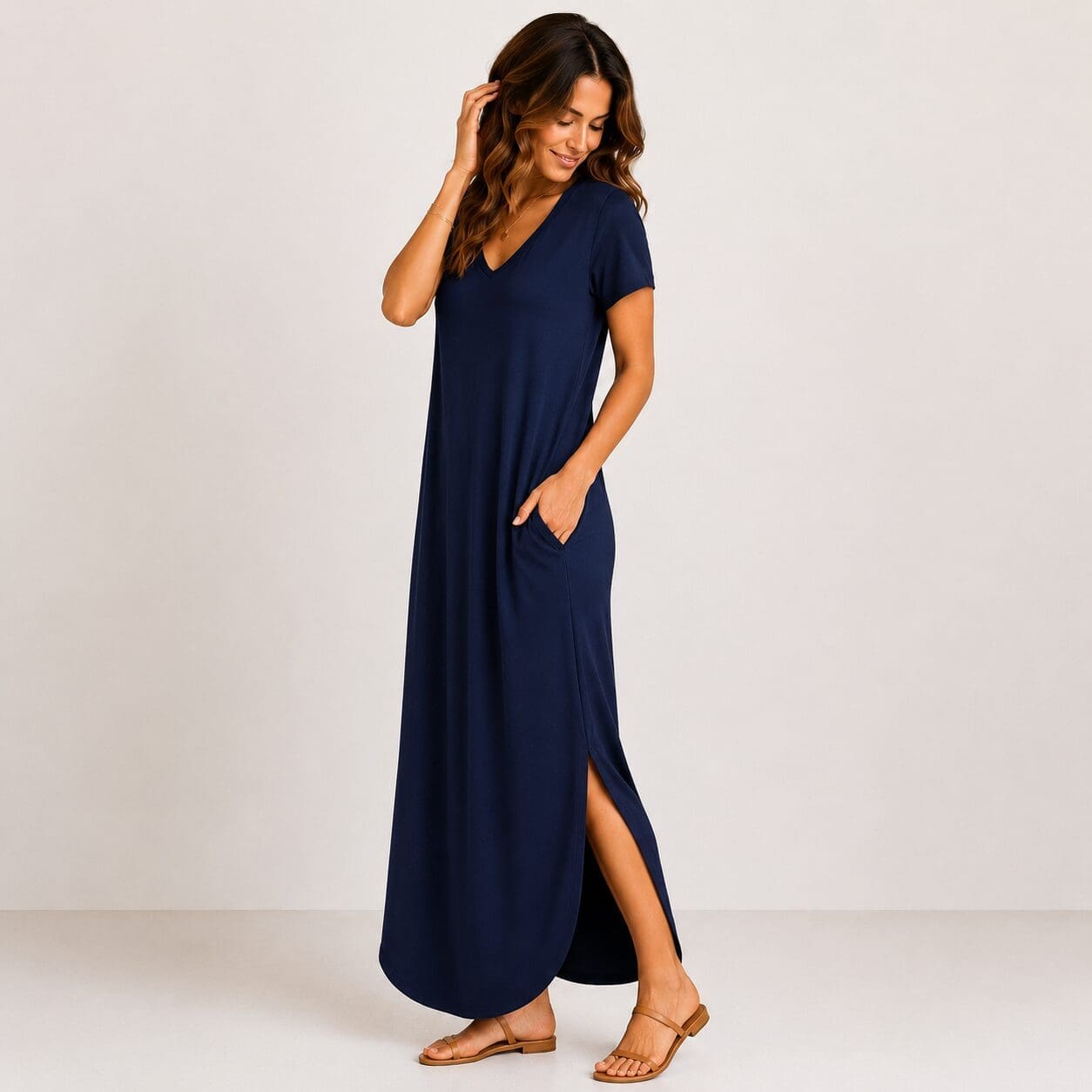 Maxi Dress With Pocket Detail short sleeve Maxi Dress With Pocket Detail short sleeve