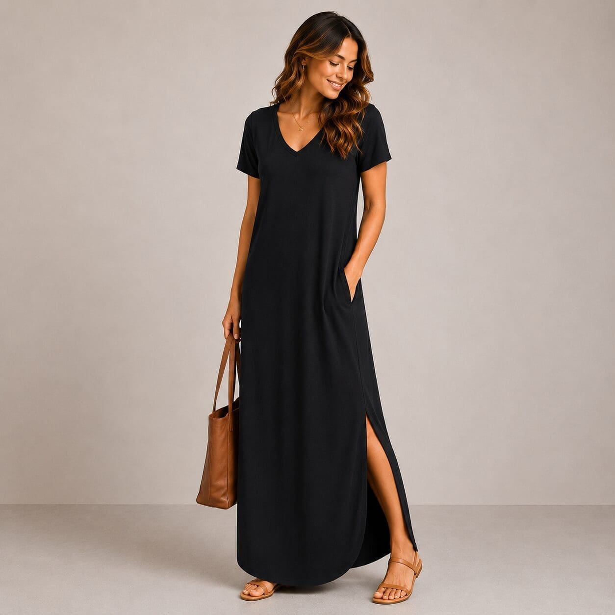 Maxi Dress With Pocket Detail short sleeve navy Maxi Dress With Pocket Detail short sleeve navy