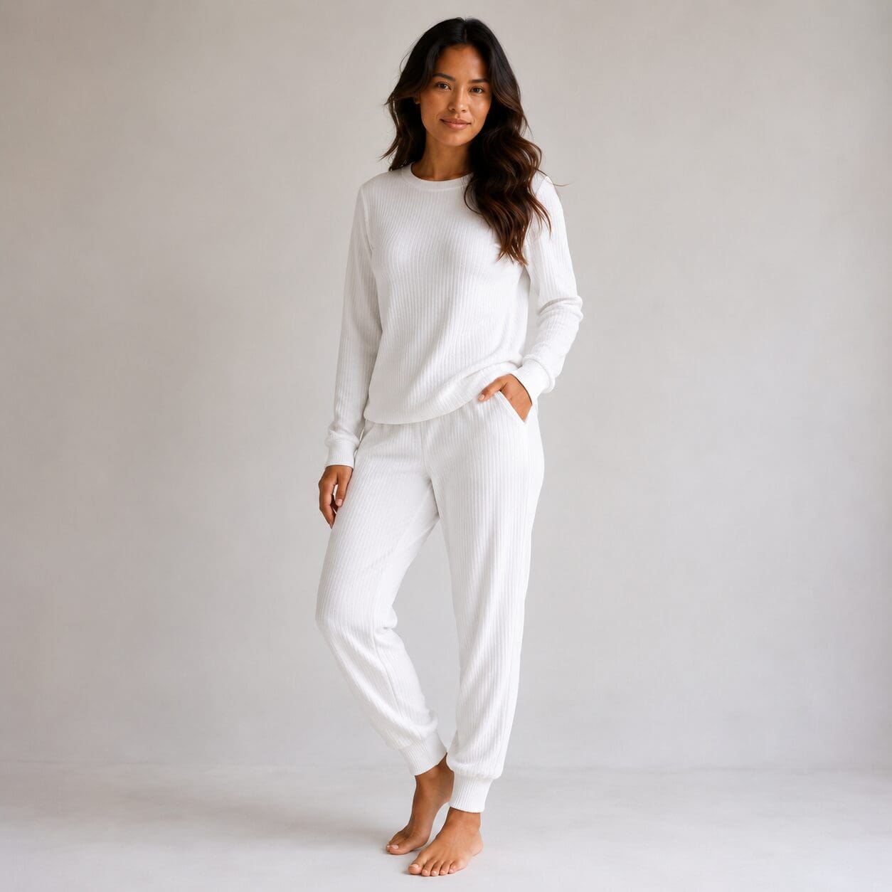 Ribbed Winter Pyjamas Made in South Africa White Ribbed Winter Pyjamas Made in South Africa White
