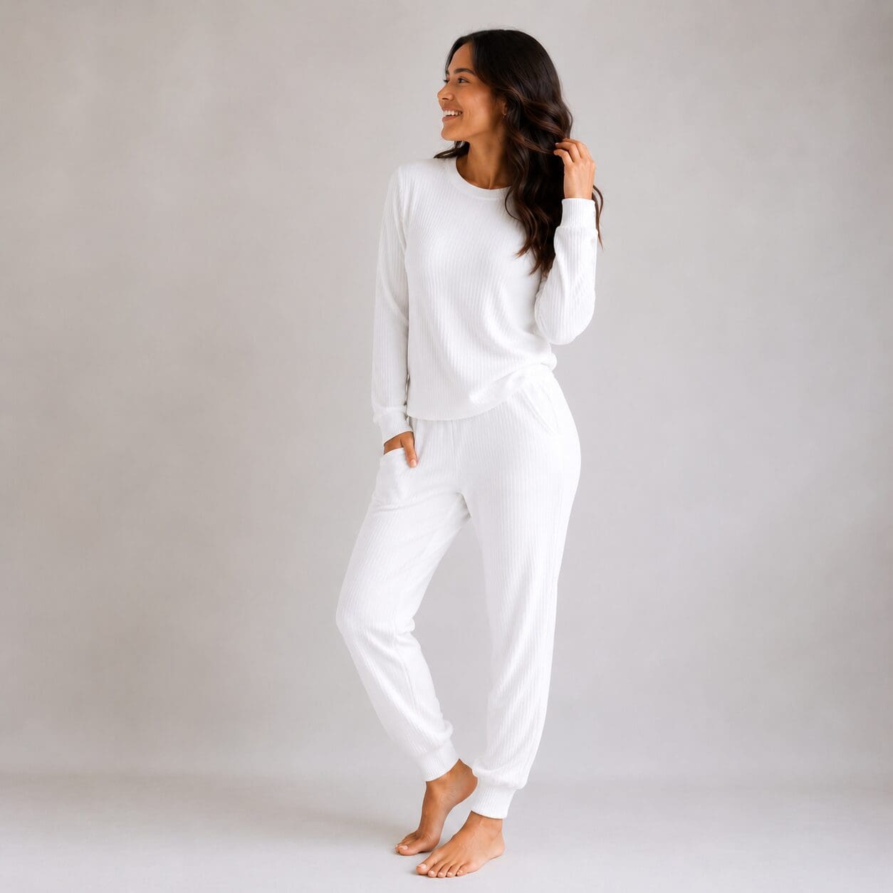 Ribbed Winter Pyjamas Made in South Africa White Ribbed Winter Pyjamas Made in South Africa White