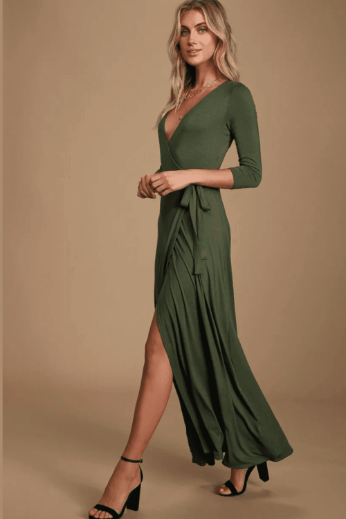 Ladies Classic Wrap Dress Maxi
