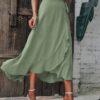 Ladies Ruffle Trim Maxi Wrap Skirt With Side Tie Ladies Ruffle Trim Maxi Wrap Skirt With Side Tie