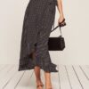 Ladies Ruffle Trim Maxi Wrap Skirt With Side Tie Ladies Ruffle Trim Maxi Wrap Skirt With Side Tie