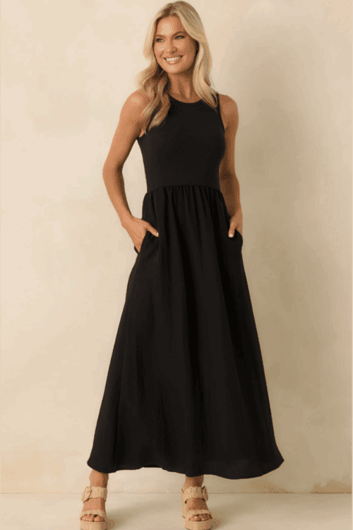 Scoop Neck Maxi Dress Made in South Africa in Black