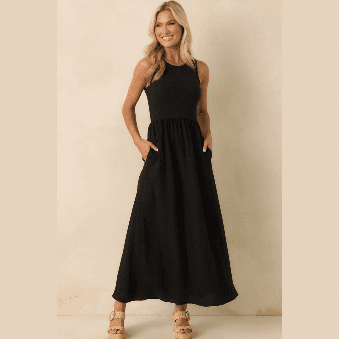 Scoop Neck Maxi Dress Made in South Africa in Black