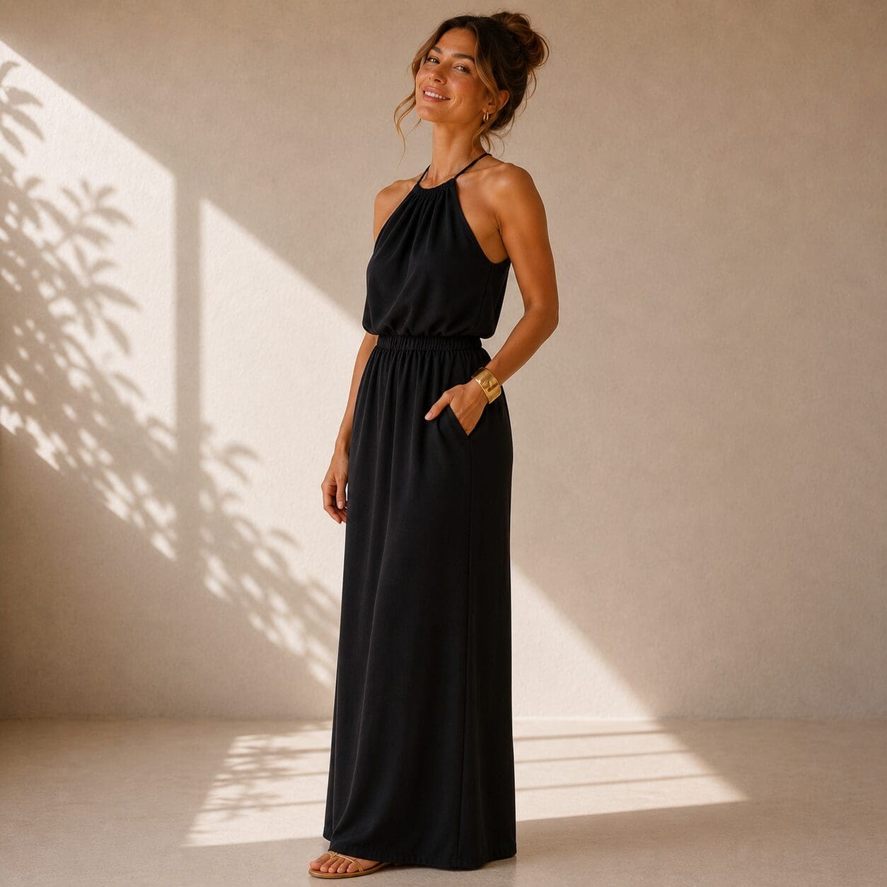 Easy summer maxi dress with neck tie detail available in tall and plus sizes Easy summer maxi dress with neck tie detail available in tall and plus sizes