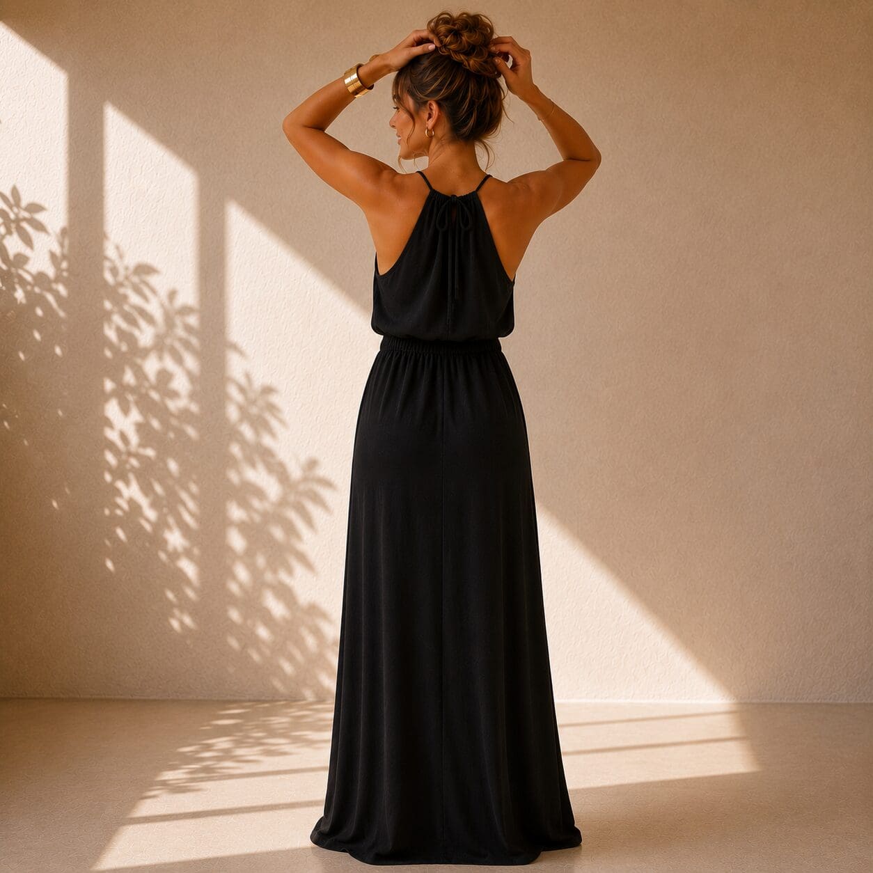 Easy summer maxi dress with neck tie detail available in tall and plus sizes Easy summer maxi dress with neck tie detail available in tall and plus sizes