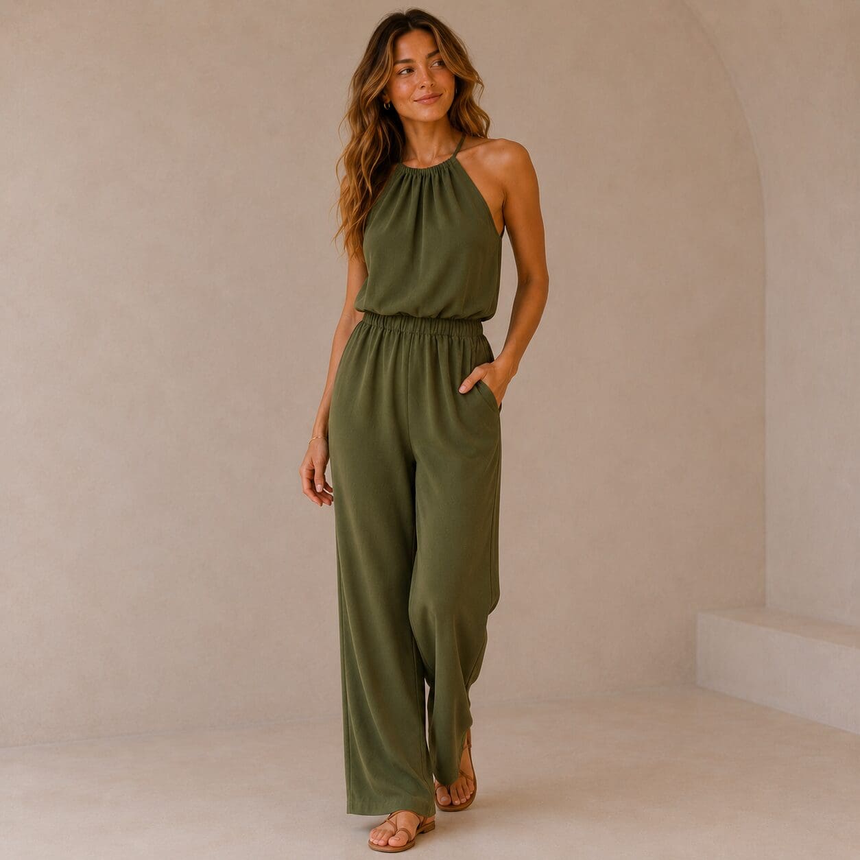 Olive Easy Summer Jumpsuit Made in South Africa tall and plus size