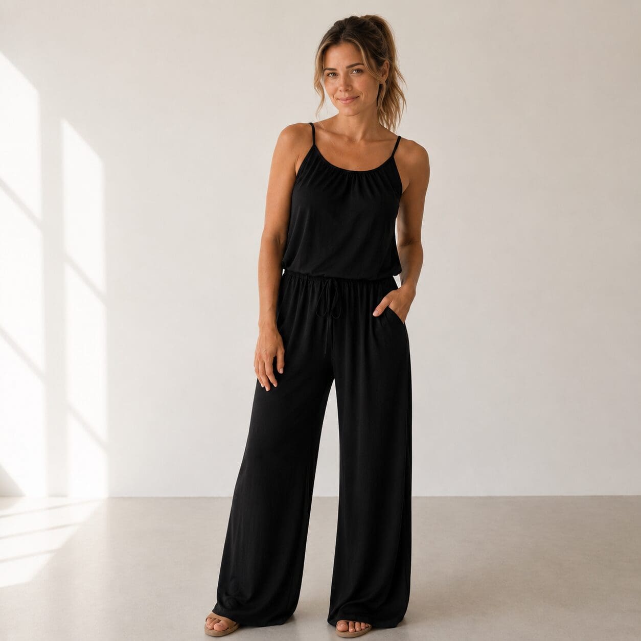 Easy Summer Jumpsuit in black made in South Africa Easy Summer Jumpsuit in black made in South Africa