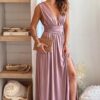 Sleeveless Plunge Neck Maxi Dress Sleeveless Plunge Neck Maxi Dress