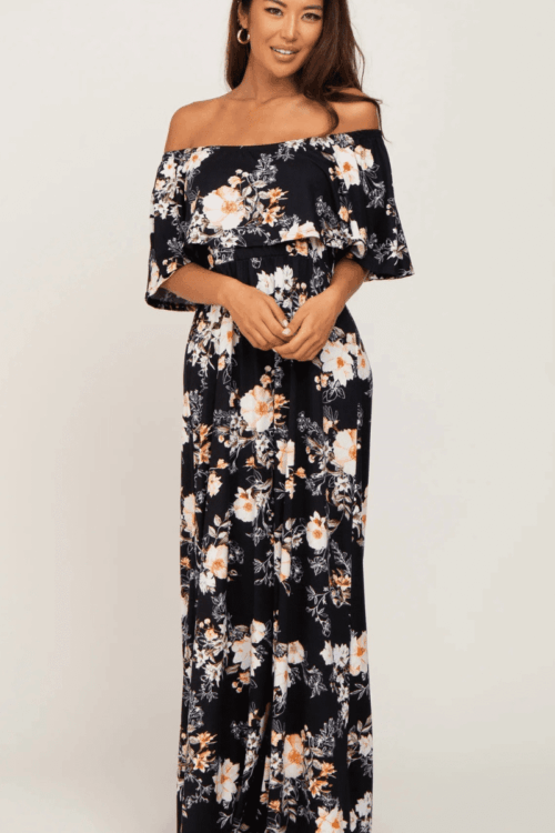 Flounce Off-Shoulder Maxi Dress