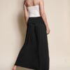 fold waist winter skirt black