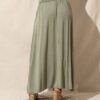fold waist winter skirt green
