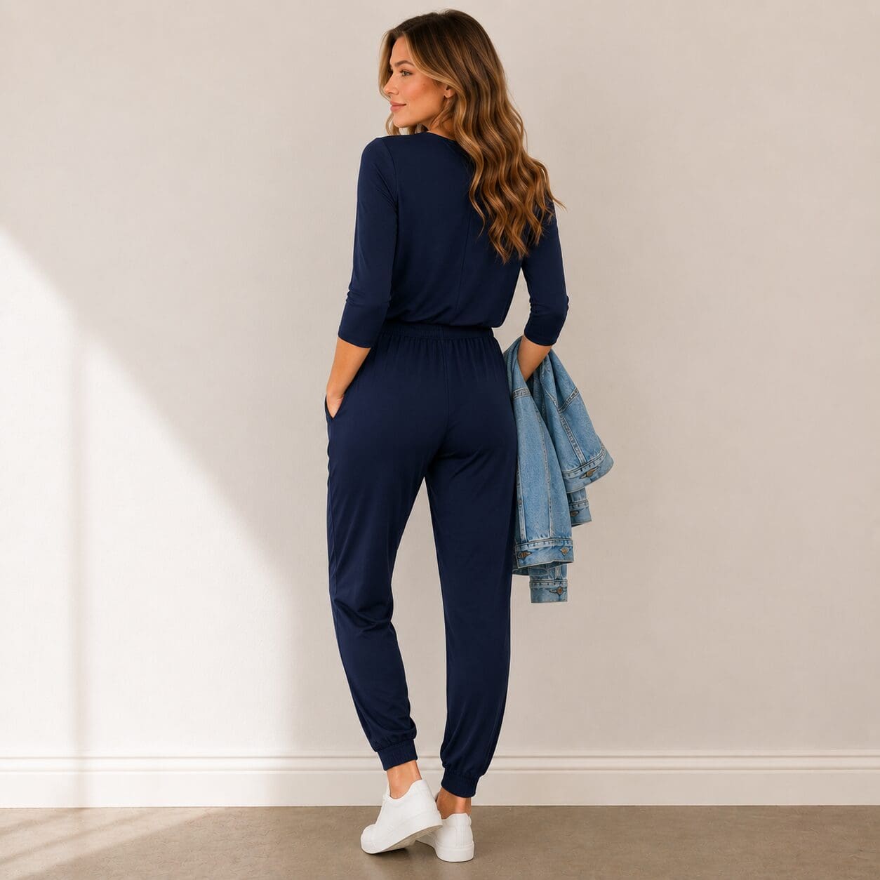 V Neck Cuffed Jumpsuit Long Sleeve for All Sizes Plus Size and Tall casual navy V Neck Cuffed Jumpsuit Long Sleeve for All Sizes Plus Size and Tall casual navy
