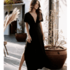 Dolman Sleeve Stretch Maxi Dress