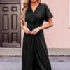 Front Twist Knot Detail Dolman Sleeve Maxi Dress With Front Slit Made In South Africa Front Twist Knot Detail Dolman Sleeve Maxi Dress With Front Slit Made In South Africa