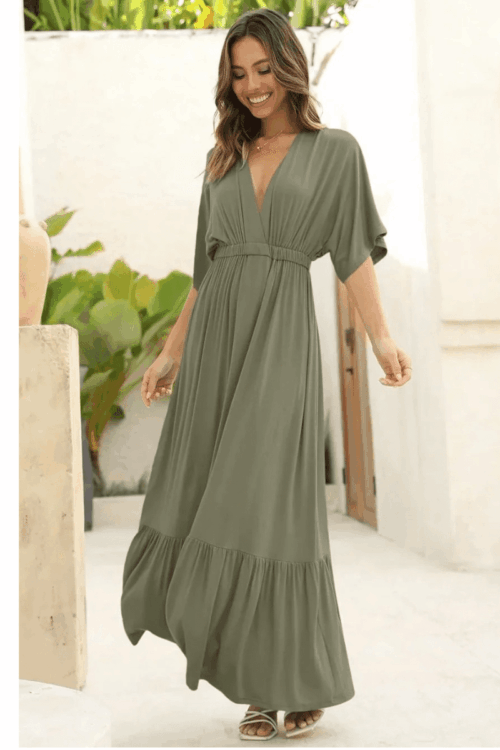Bottom Tier Dolman Sleeve Stretch Maxi Dress