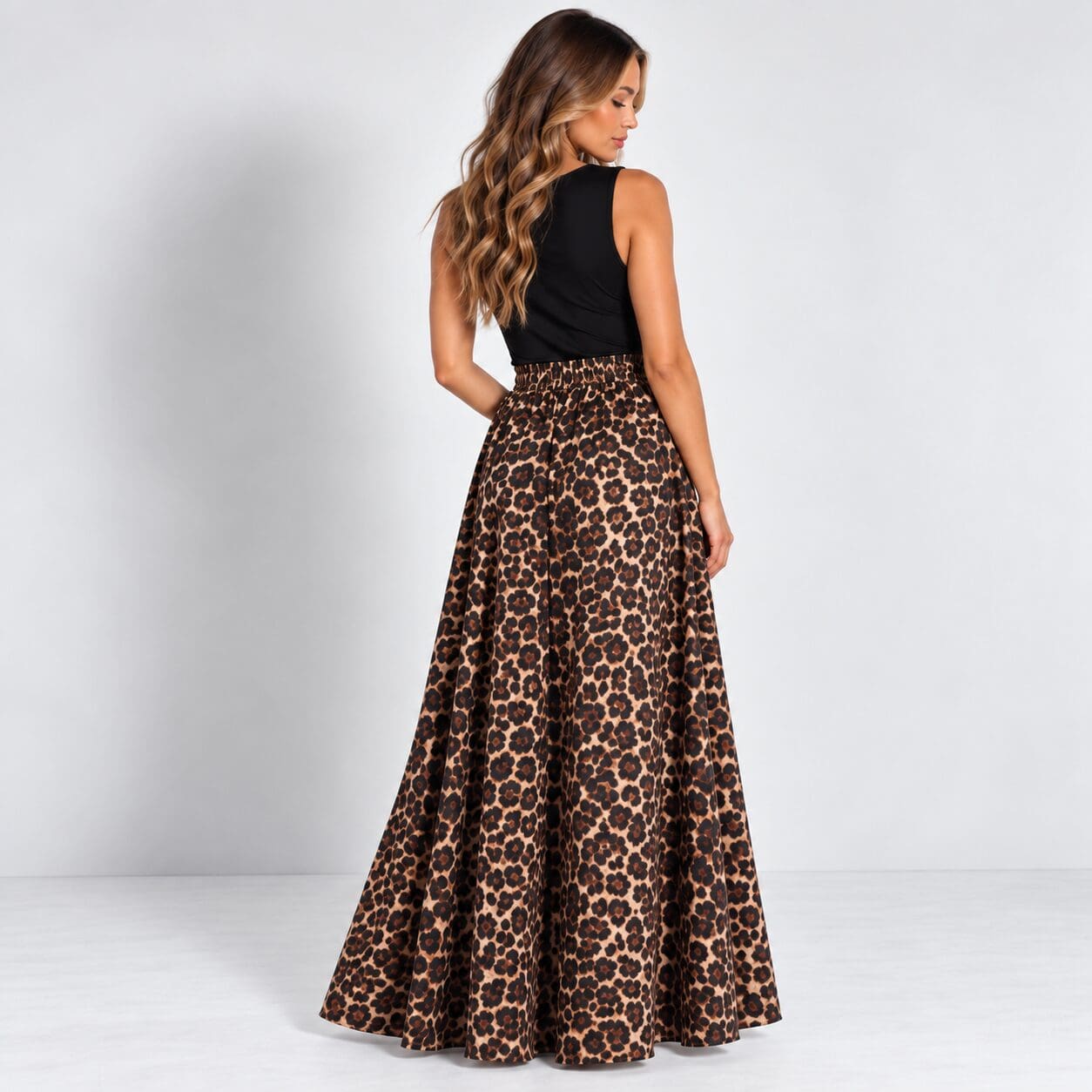 Elastic Waist Maxi Skirt leopard print Elastic Waist Maxi Skirt leopard print