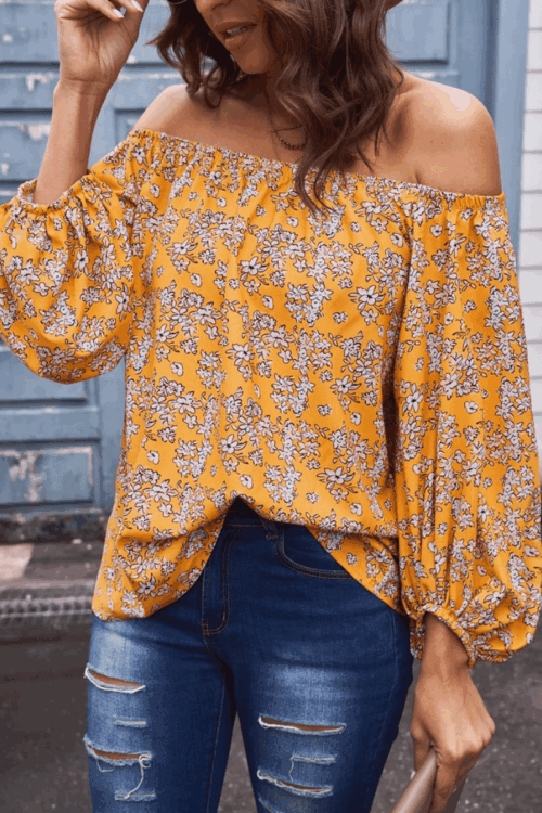 Off Shoulder Lantern Sleeve Top
