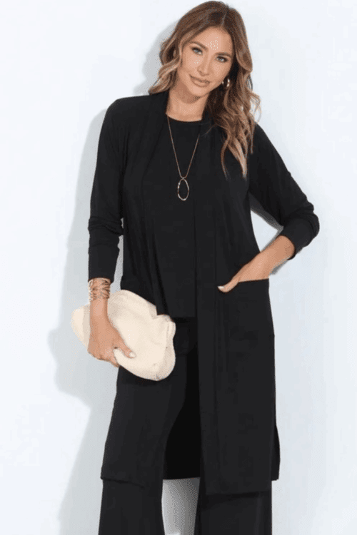 Mid Length Ladies Cardigan with Pocket Detail