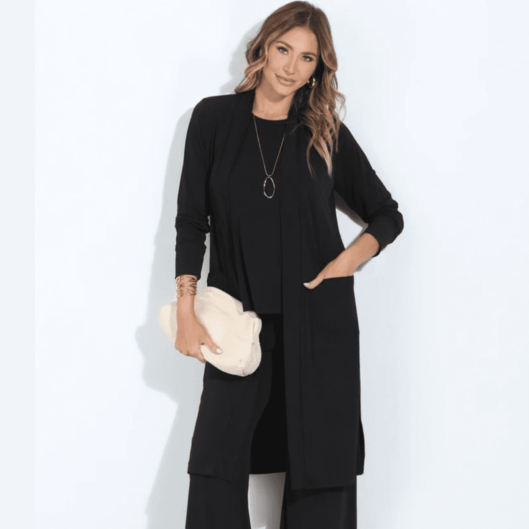 Mid Length Ladies Cardigan with Pocket Detail