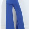 High Waist Boot Cut Stretch Pants 55 Side view of stretch flare pants with optional pockets, showcasing flattering fit and flared leg design
