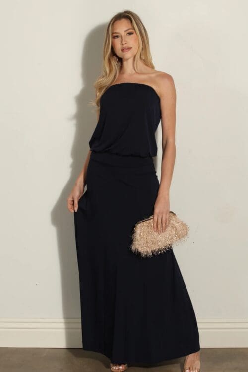 Bandeau Boobtube Dress Navy and Black