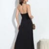 V Neck Stretch Maxi Black 3