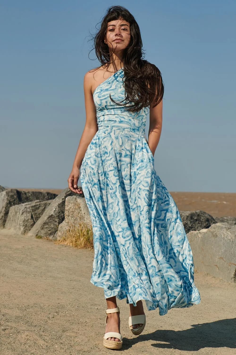 Single Shoulder Maxi Dress With front Tie 33 Single Shoulder Dress With Front Tie Floral Made in South Africa