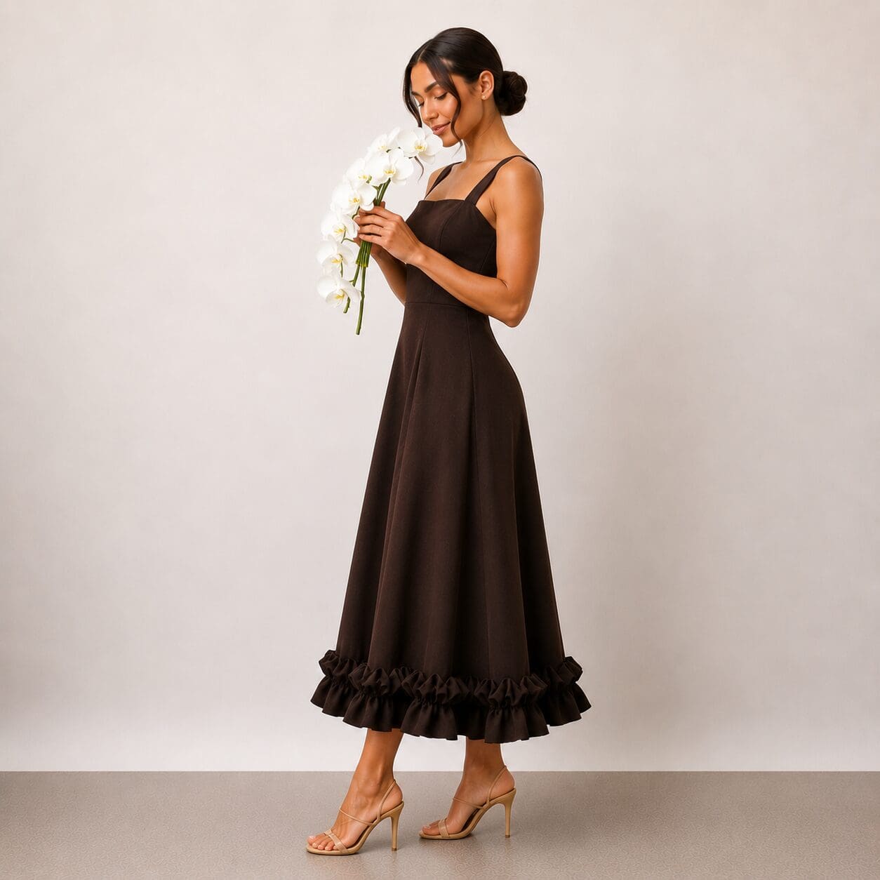 Bubble Ruffle Bridesmaid Evening Dress Made In South Africa Lovu 17, 2026, 07_59_11 PM Bubble Ruffle Bridesmaid dress made in South Africa Choc brown