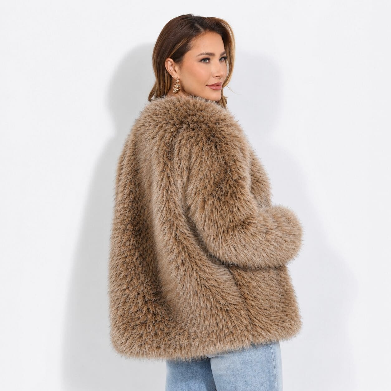 Aspen Faux Fur Jacket by Lovu South Africa Brown Aspen Faux Fur Jacket by Lovu South Africa Brown