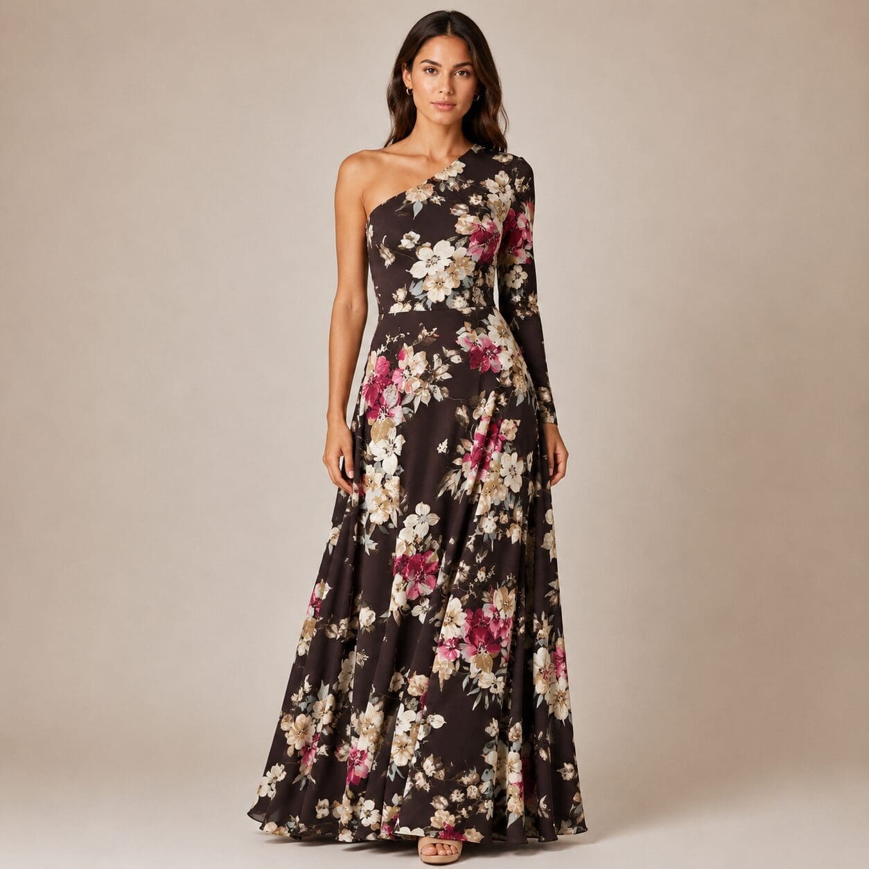 brown long sleeve event dress brown long sleeve event dress
