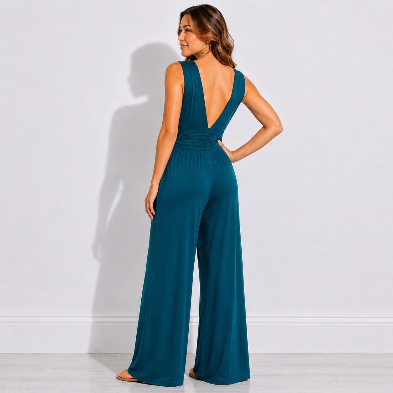 Teal Plunge Neck jumpsuit made in south africa Teal Plunge Neck jumpsuit made in south africa