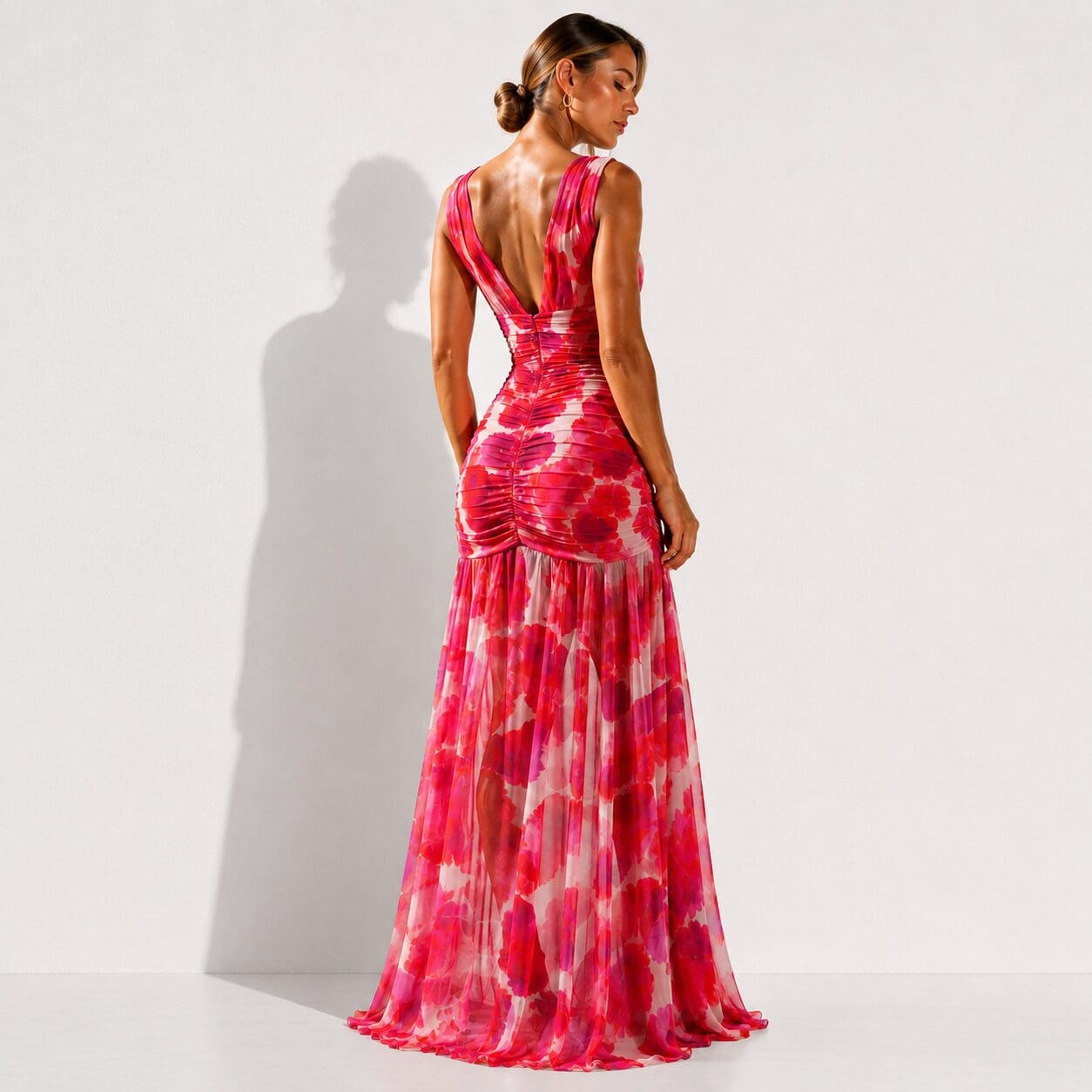 Fiesta Plunge Neck Maxi Dress Fuchsia Paradise Pink Fiesta Plunge Neck Maxi Dress Fuchsia Paradise Pink