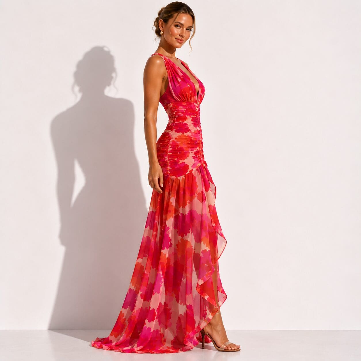Fiesta Plunge Neck Maxi Dress Fuchsia Paradise Pink Fiesta Plunge Neck Maxi Dress Fuchsia Paradise Pink